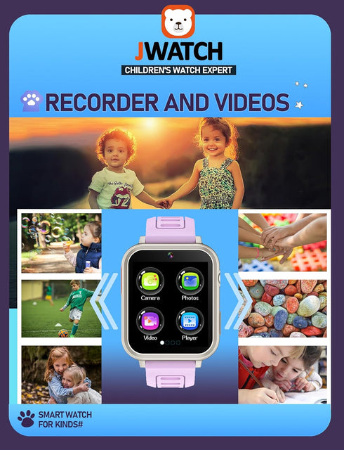 Kids Smart Watch for Boys Girls 6-12 with Pedometer Audio Book Camera Music Player Birthday Present Christmas (Silver Frame Purple)……...