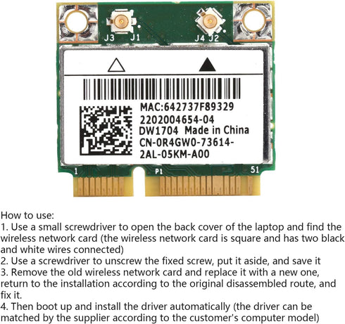 Mini Wireless Network Card, bcm43142 bcm943142hm dw1704 Mini pci e WiFi Bluetooth 4.0 Network Card Replacement for Dell xps 2710 17tr...