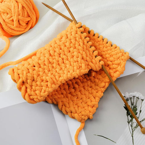 Chunky Chenille Yarn for Knitting/Crochet Baby Blanket Fancy Yarn for Amigurumi #6 Super Bulky Extra Thick Soft Fluffy Big Yarn Hat Scarf Christma...