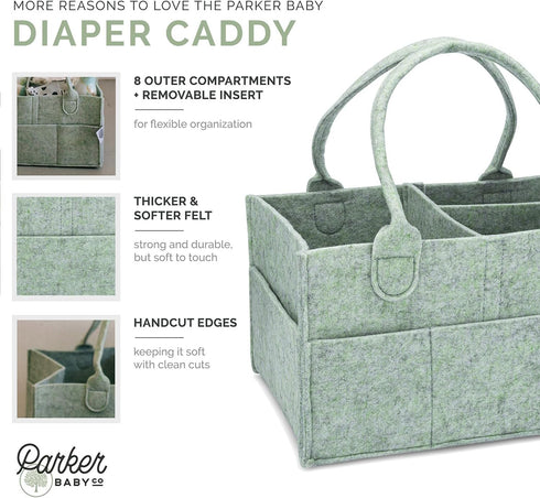 Parker Baby Diaper Caddy and Nursery Storage Bin | Removable Nursery Organizer Insert, Neutral Design, Multi-Purpose Baby Essentials | Car Organiz...