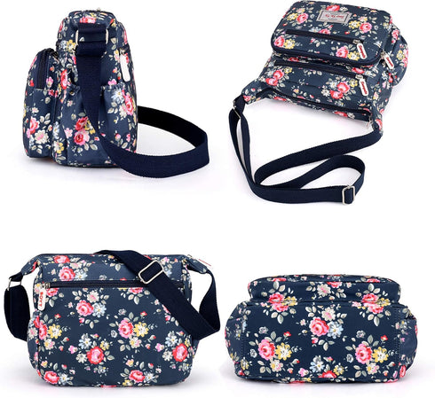 Casual Nylon Floral Shoulder Bag For Women Crossbody Bag Messenger Bags Travel Handbags With Adjustable Strap Waterproof...