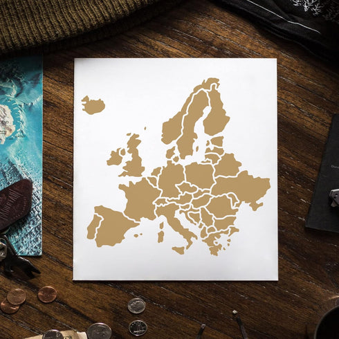 FINGERINSPIRE Europe Map Stencil 11.8x11.8 inch Hollow Out United Kingdom Germany France Italy Spain Map Drawing Stencil Reusable Europe Travel Pl...