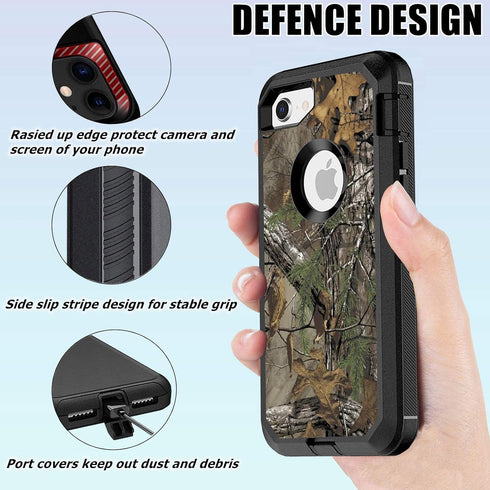 Compatible for iPhone 7 Plus 8 Plus Case with Screen Protector, Full Body Rugged Heavy Duty Camo Case for Men, Shockproof 3-Layer Defender Protect...