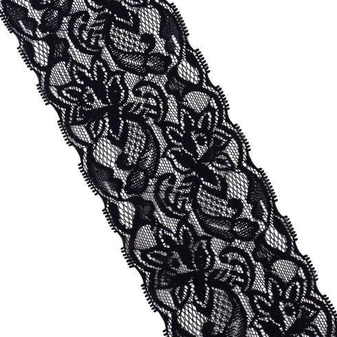 Elastic Lace Trim 10 Yards Black Lace Ribbon Floral Pattern Stretchy Lace Fabric for Sewing, Garment, DIY Crafts and Gift Wrapping...