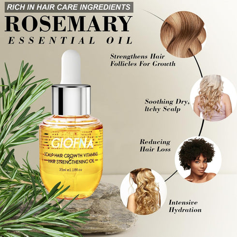 Hair Oil,Rosemary Hair Care Serum for Hair Growth, Scalp Care Oil for Curly, Thick, Frizzy, Dry, and Damaged Hair, Reduce Hair Loss, Frizzy and Dr...