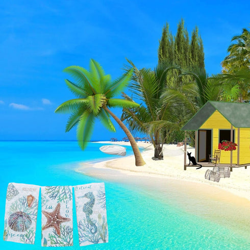 Kay Dee Designs Set of 3 Beachcomber Dual Purpose Terry Kitchen Towels...