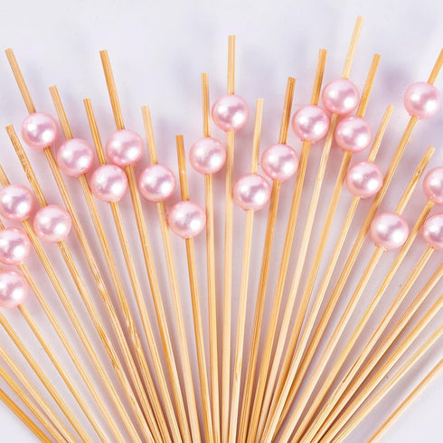 PuTwo Toothpicks for Cocktail Appetizers Fruits Dessert, 100 Count, Pink Pearls...