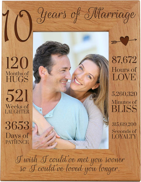 LifeSong Milestones 10th Anniversary Picture Frame 10 Years of Marriage - Ten Year Wedding Keepsake Gift for Parents Husband Wife him her Holds 4x...