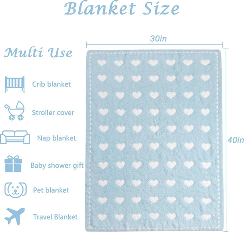 Kid Nation Super Soft Baby Blanket with Heart Blue 30 x 40 inch...