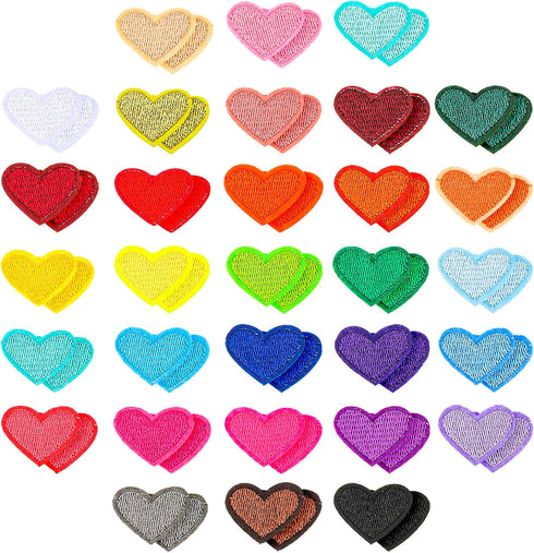Heart Iron On Patches, 31Pcs Mini Heart Iron On Decal Colorful Heart Patch Ironable Patches Embroidered Sew On Heart Patches Appliques for Clothes...