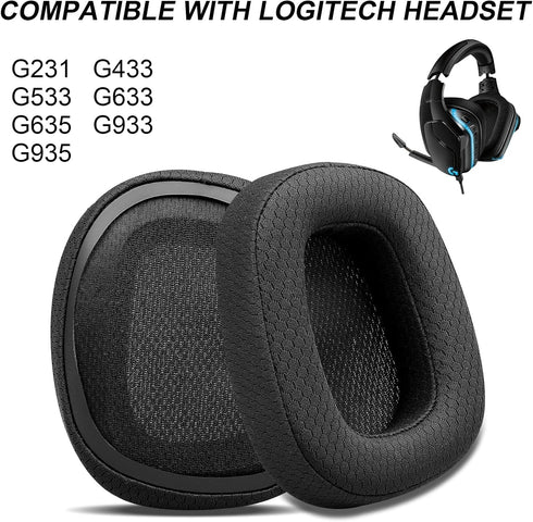 Replacement Ear Pads for Logitech G533 G633 G935, GVOEARS Ear Cushions Compatible with Logitech G231, G433, G533, G633, G635, G933, G935 Headphone...