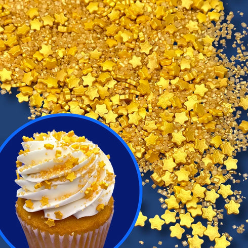 Sprinkles | 8 oz | Gold sugars | Manvscakes | Star sugar...