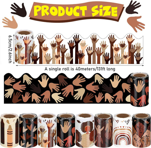 8 Rolls 131 ft Diversity Bulletin Board Borders for Classroom Decor Equality Growth Mindset Bulletin Trim Sticker Bulletin Board Border Trim for P...