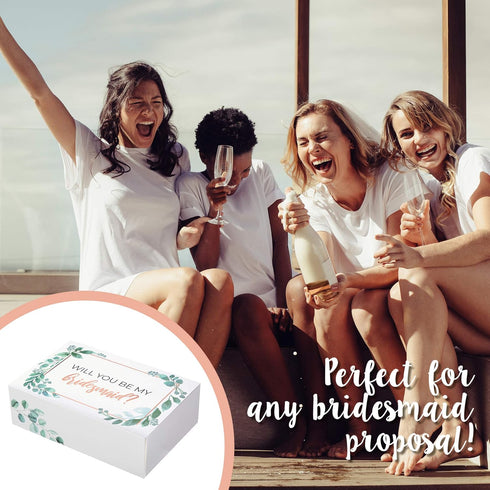Pop Fizz Designs Bridesmaid Proposal Box Set - 6 Pack with 1 Maid of Honor and 5 Bridesmaid Boxes - Greenery with Rose Gold Foil...