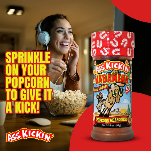 ASS KICKIN' Habanero Popcorn Seasoning - Great for Gourmet Popcorn or Chicken Wings and Meat - Perfect Stocking Stuffers or Christmas Gifts - Try ...