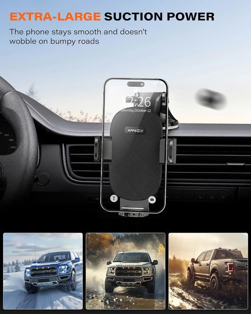 APPS2Car Car Phone Holder Mount, Dashboard/Windshield/Cell Phone Holder for Car, Compatible with iPhone, Samsung, All Phones,Black...