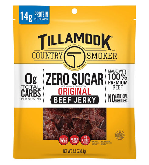 Tillamook Country Smoker Zero Sugar Keto Friendly Beef Jerky, Original, 2.2 Ounce...