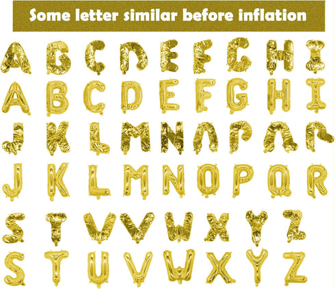 16 Inch Gold Letter Balloons Mylar Foil Alphabet Letter A-Z Balloons Set for Wedding Birthday Party Decoration Banner(26pcs Pack,) (Gold)...