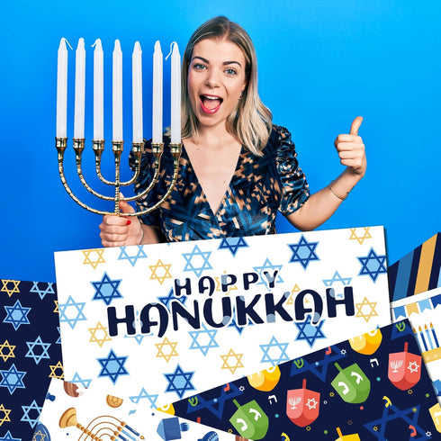 Hanukkah Candle Scrapbook Paper Pad,24 Pcs Hanukkah Double-Sided Decopodge Paper,Cardstock Paper for Scrapbooking DIY Decorative Background Cardma...