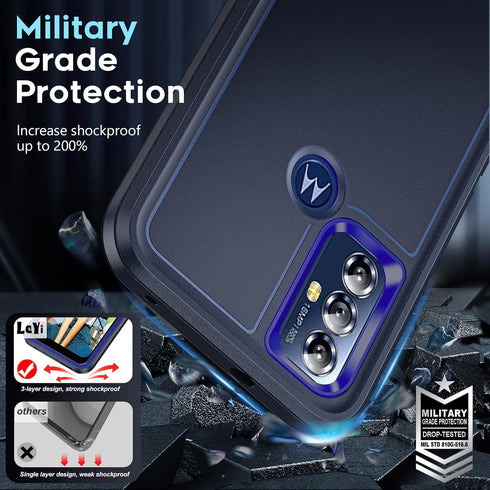 LeYi for Moto G Play 2023 Phone Case: Motorola G Play 2023 Cell Phone Case with Screen Protector (2 PCS), Heavy Duty 3 in 1 Military Grade Shockpr...