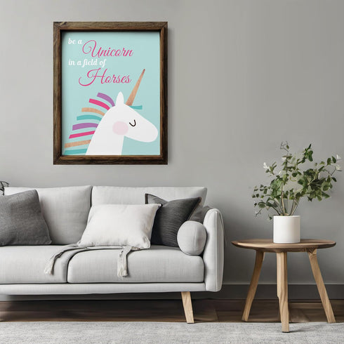 Posterizer 1 pcs-Be a unicorn in a field of horses quote-Comedy Art-Motivational & Inspirational Art-Gift for Girls, Boys, Teens-decor for Girls, ...