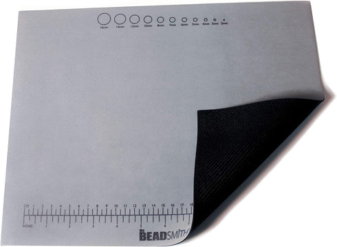 The Beadsmith Non-Slip Treasure Mat, 11 x 14 inches, non-slip rubber base with soft padded surface, laser printed measurements in both inches and ...