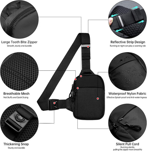 Long Keeper Mini Sling Bag - Men Women Small Waterproof Crossbody Bag Casual Phone Chest Bag for Travelling Hiking...