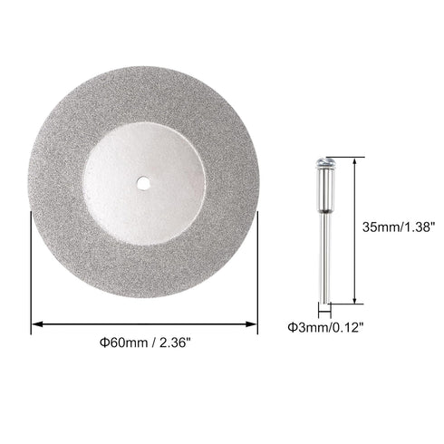 uxcell 60mm Diamond Coated Cutting Wheels with 3mm Mandrels for Rotary Tool...
