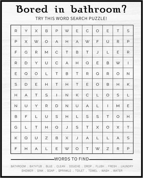Posterizer 1 pcs-Bathroom Wordsearch Funny Poster-Bathroom Restroom Art-Comedy Art- Gift for Men Women Entrepreneur Teens- unframed wall art...