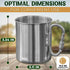Stainless Steel Mug with Handle - Coffee Camping Mug with Carabiner Handle Portable Backpack Outdoor Cup Lightweight Camping Gear for Men - 13.5Oz...