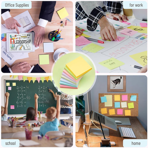 Sticky Notes 3x3 Inches, 8 Pads, 800 Sheets, 8 Color Sticky Note Pads, Premium Sticky Pads, Sticky Notes Bulk, Self-Stick Note Pads, 100 Sheets/pa...