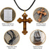 Certified Bethlehem Made Wooden Cross (Olive Wood) Budded Cross Pendant on Black Cord Necklace in Natural Cotton Pouch - 24" Adjustable Wood Cross...