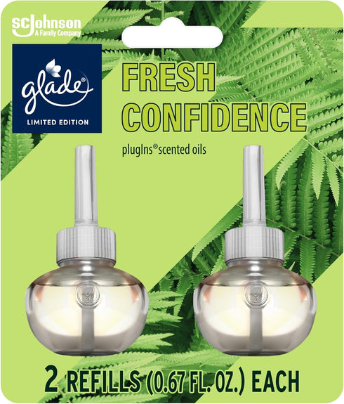 Glade PlugIns Refills Air Freshener, Scented and Essential Oils for Home and Bathroom, Fresh Confidence, 1.34 Fl Oz, 2 Count...