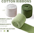 Green Ribbon 1-1/2 x 15 Yards Handmade Cotton Frayed Fringe Fabric Ribbons for Crafts Flower Bouquets Wedding Baby Shower Home DIY Decor...