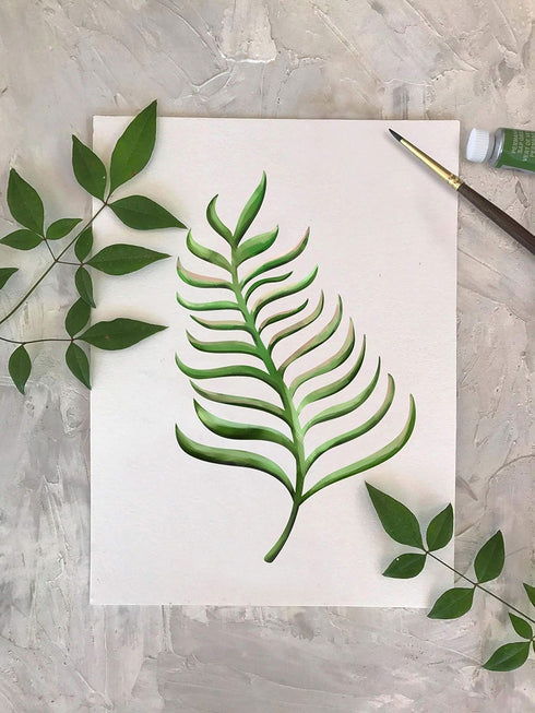 GSS Designs Palm Frond Wall Art Stencil - Tropical Banana Leaf Painting Airbrush Stencil (12x16inch) - Reusable Template for Wood Canvas Furniture...