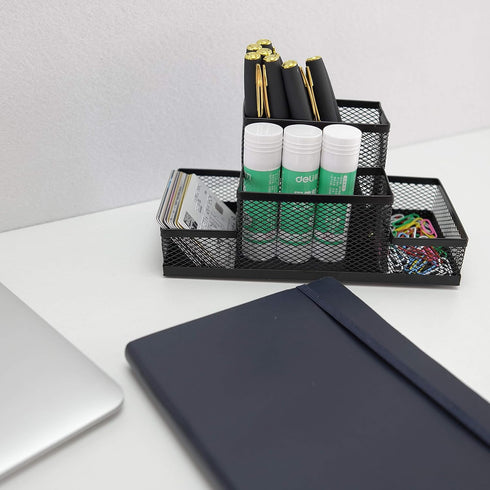 Fengtaiyuan T02 Black-Plus, Big Black Metal Wire Mesh Pencil Holder, Desktop Organizer...