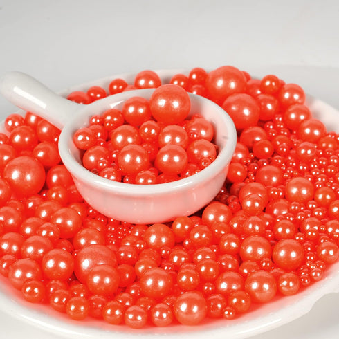 Kasvan Orange Pearl Sugar Sprinkles - Edible Candy Pearls 130g/4.58 Oz, Mix Size, Baking Cake Decorations, Ice Cream Toppings and Cookie Decoratin...