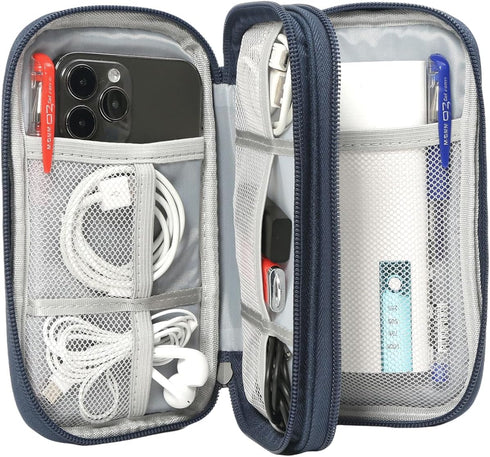 2 Pack Travel Organizer Pouch Electronic Accessories Carry Case Portable Waterproof Double Layers Storage Bag for Cable, Cord, USB Charger, Phone,...