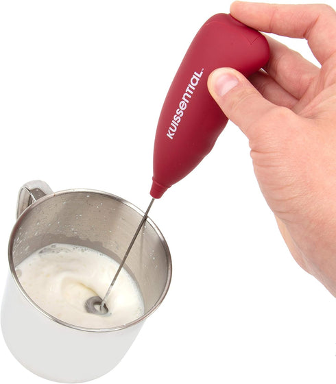 Electric Stainless Steel Milk Frother-Slickfroth 2.0- Powerful Handheld Battery Operated Foam Maker for Cappuccino, Latte, Hot Chocolate, Frappe, ...