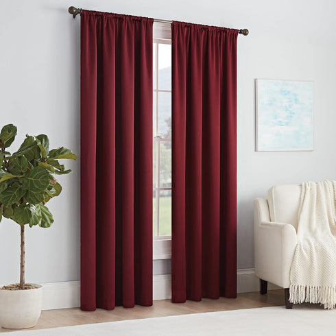 ECLIPSE Solid Thermapanel Modern Room Darkening Rod Pocket Window Curtain for Bedroom (1 Panel), 54" x 84", Merlot...