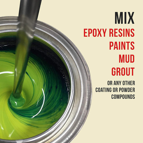TCP Global 2 Types of Paint, Epoxy Resin, Mud Power Mixer Blade Drill Tools for Mixing Quarts to 2.5 Gallon Buckets - 14" Long, 1/4" Round and 5/1...