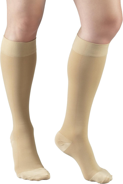Truform 30-40 mmHg Compression Stockings for Men and Women, Knee High Length, Closed Toe, Beige, 3X-Large...