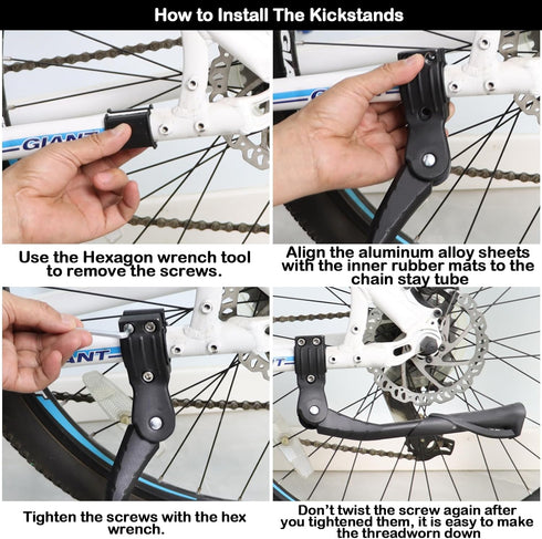 Bike Kickstand Adjustable Non-Slip rear side bicycle kick stand Aluminum Alloy Universal Stand Bicycle Accessories for 24" to 29" Bike Stand Black...