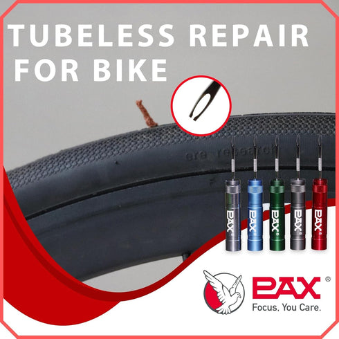 PAX 12 Pcs Tubeless Bike Tire Repair Kit, includes Storage Canister, Plugger Tool, Plugs-5 Bacon, and 5 Black Strips. Fix a Puncture or Flat, Fast...