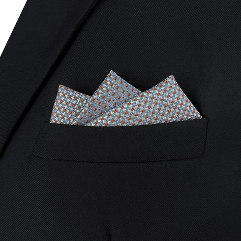 S&W SHLAX&WING Mens Pocket Square Patterned Multicolor Grey Blue Handkerchiefs Large Size...