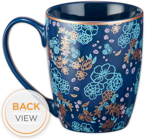 Christian Art Gifts Blue Bible Verse Mug – Floral Faith Mug for Women & Men, Ceramic Coffee Mug w/Gold Trim & Psalm 20:4 Calligraphy – “The Desire...