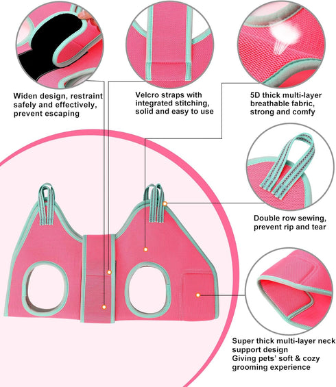Dog Grooming Hammock,2024 New Barbie Pink Small Dog Hammock for Nail Trim,Dog Hanging Harness for Claw Care,Dog Grooming Sling Holder with Thick F...