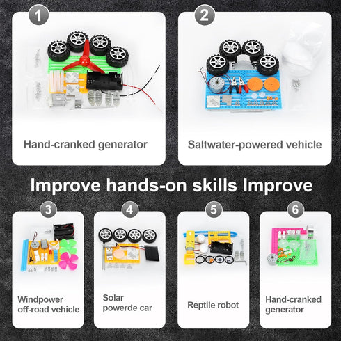STEM Science Robotics Kit,6 Set Electronic Science Projects Experiments for Kids Age 8-12 6-8,Kids DIY Engineering Building Kit Age 6-8 8-12 Motor...