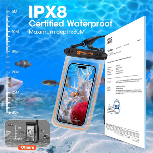 [2 Packs - 8.5“ Noctilucent Floatable Waterproof Phone Pouch Waterproof Phone case for iPhone Samsung Beach Swimming Kayaking Boating Fishing Divi...