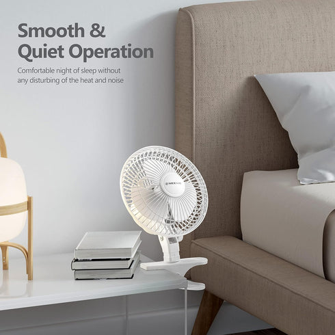 Air-Cooling 6-Inch Clip on Fan, 360° Rotation, Two Speed Portable Clip Fan With Strong Clamp Grip, Quiet Operating Desk Fan Made Of Durable Materi...